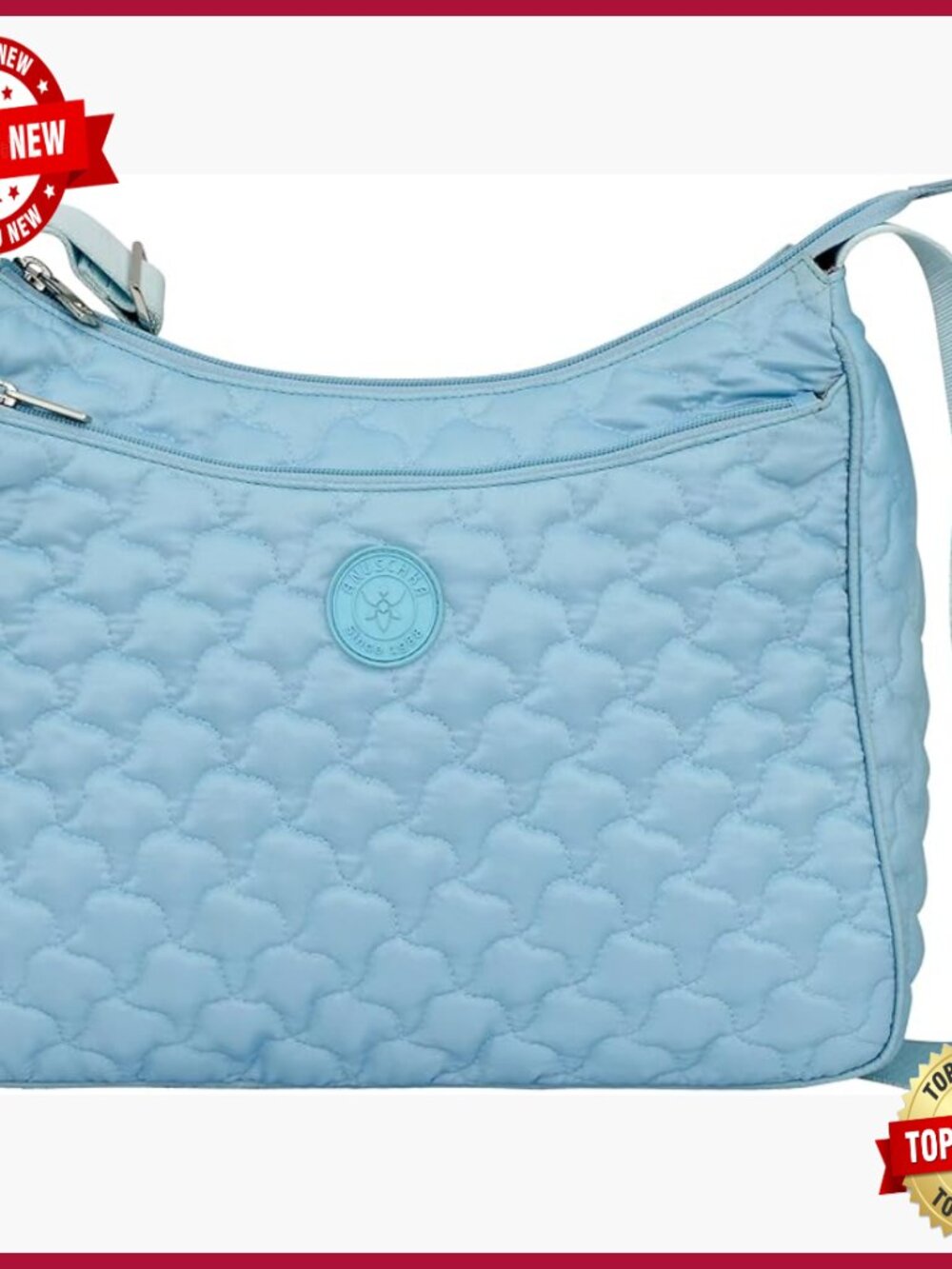 Vegan Hobo Crossbody Bag, Lightweight Quilted Fabric, Adjustable Strap